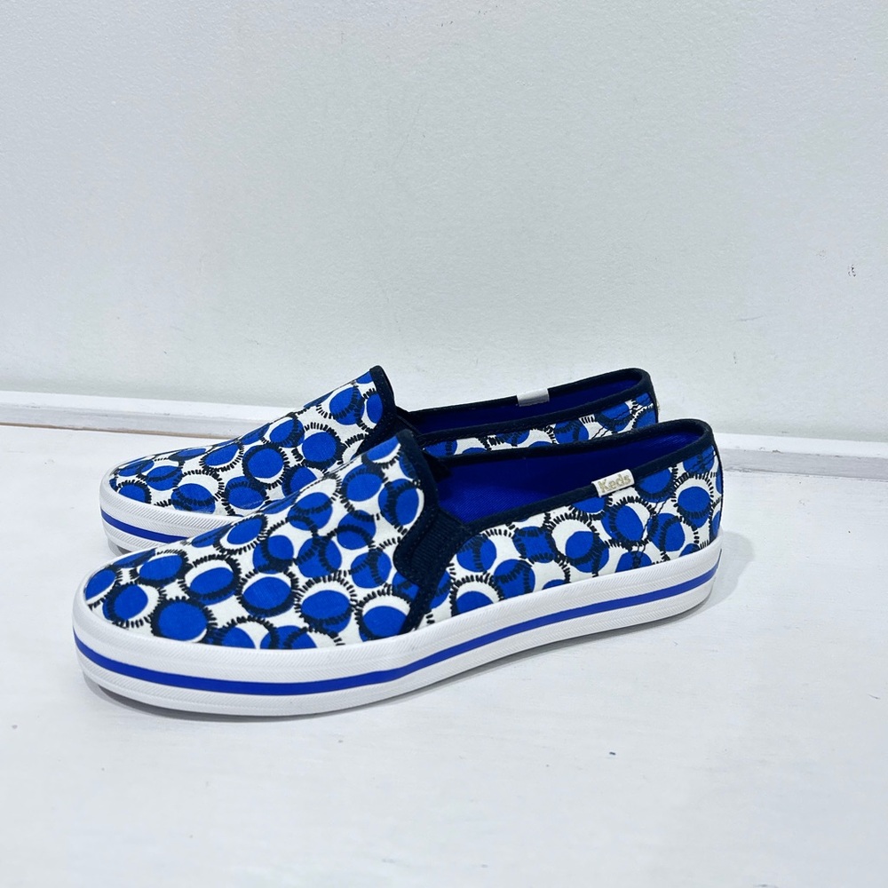 Keds x Kate Spade New York Slip-on Sneaker Blue and White Circle Print Size 8